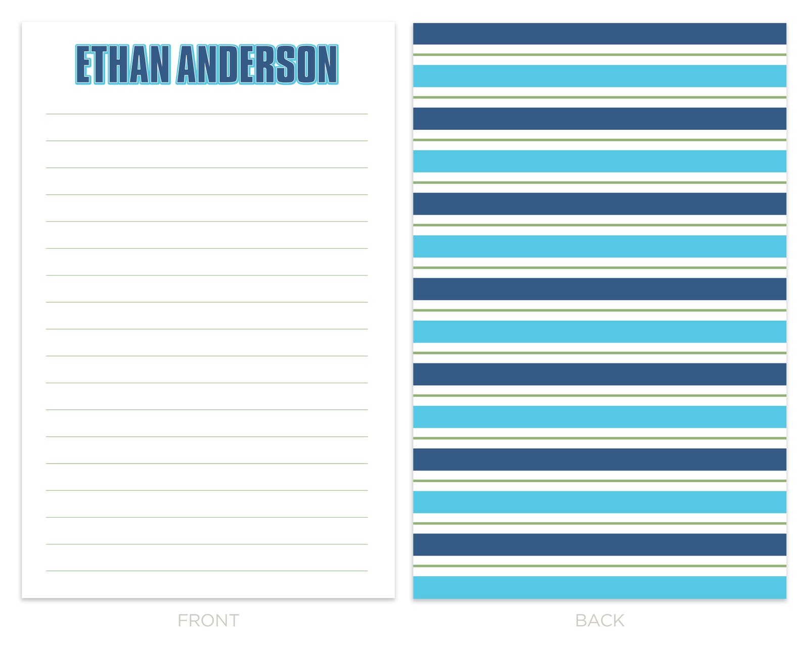 Personalized Striped Writing Set for Boys