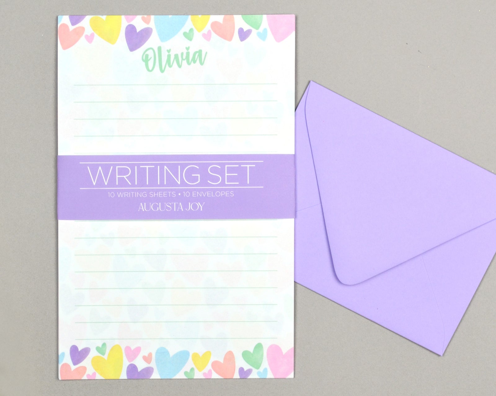 Personalized Rainbow Heart Writing Set for Kids