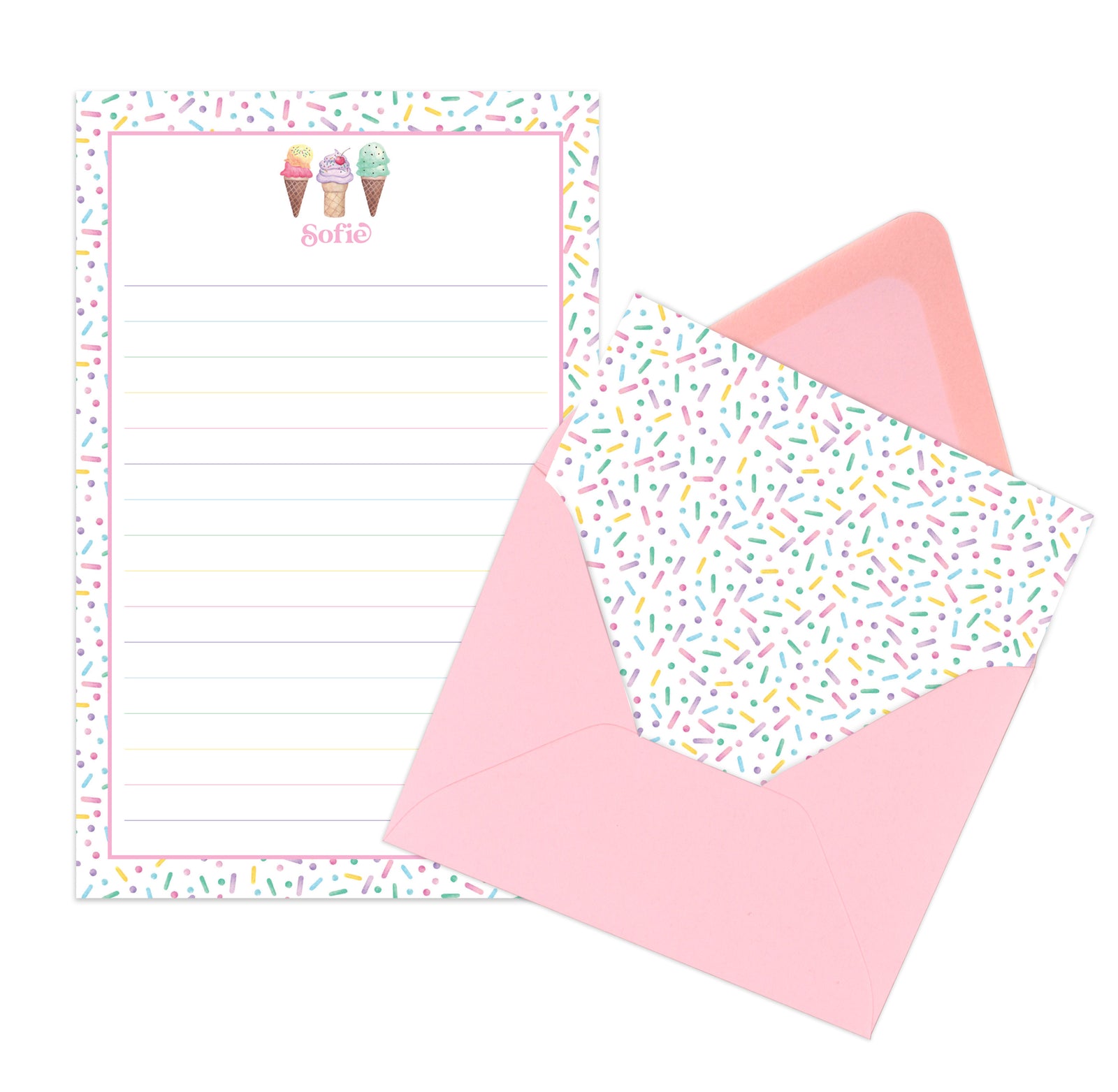 Personalized Ice Cream Writing Set for Kids