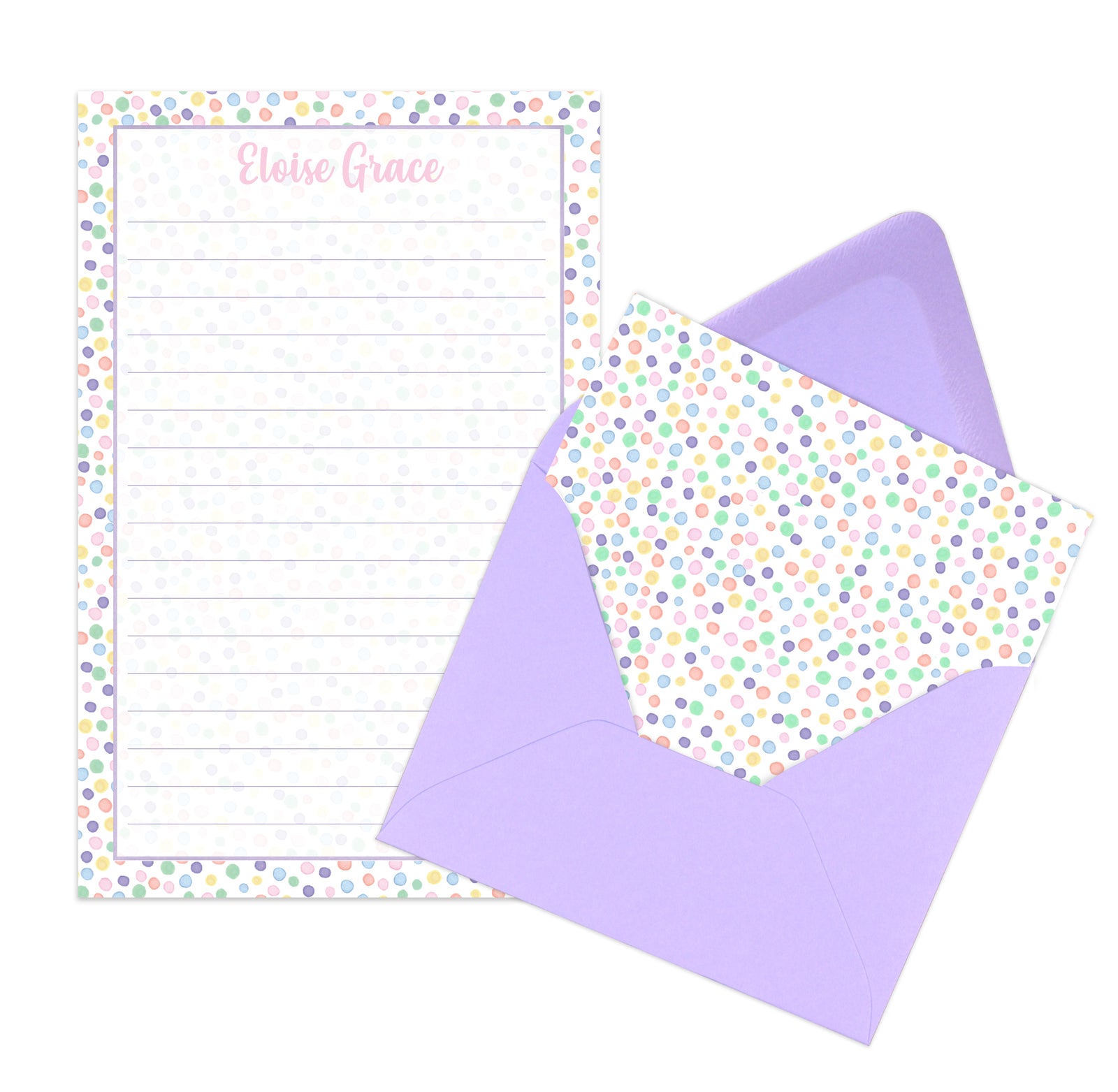Personalized Rainbow Dot Writing Set for Kids