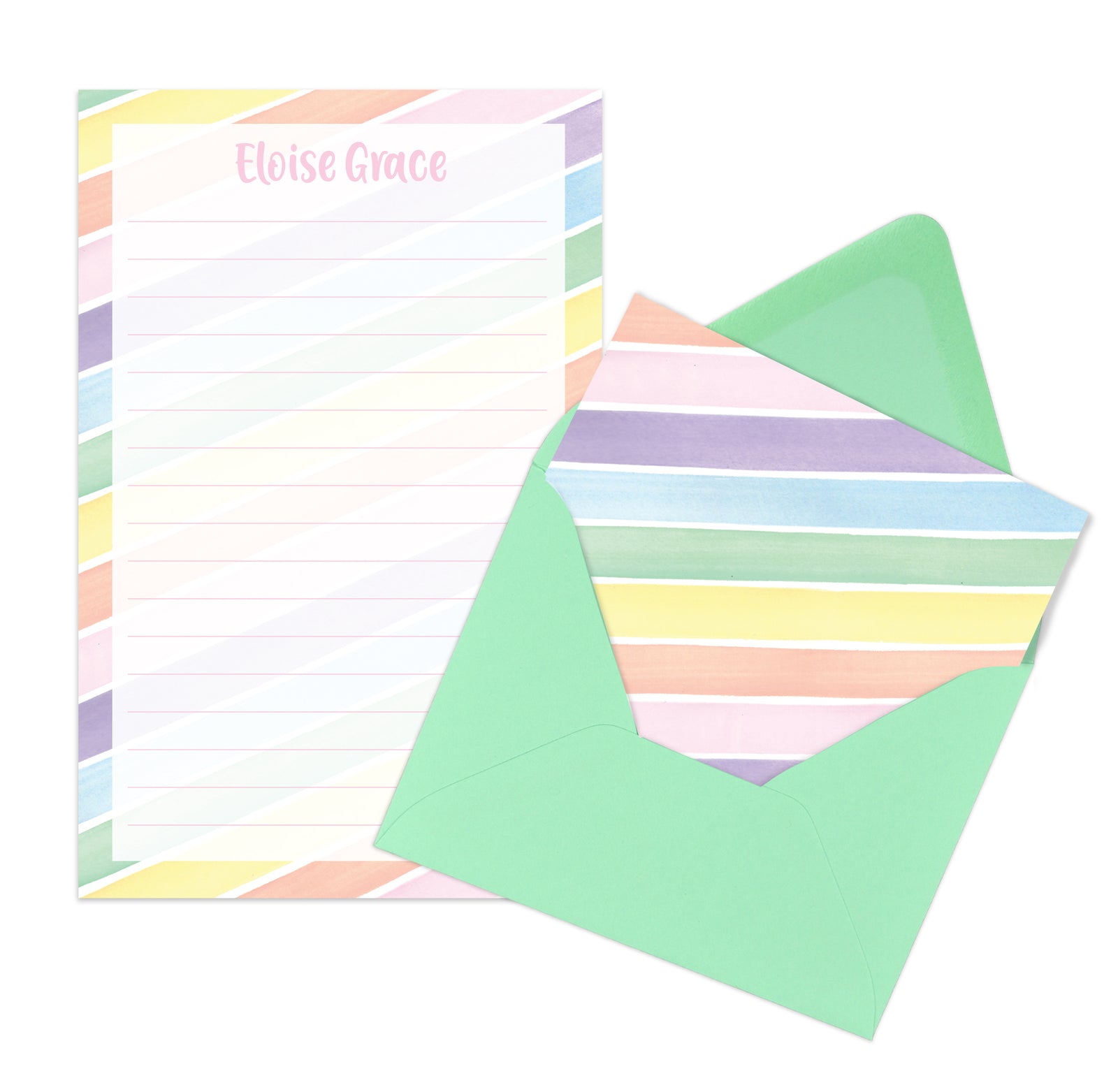 Personalized Rainbow Stripe Writing Set for Kids