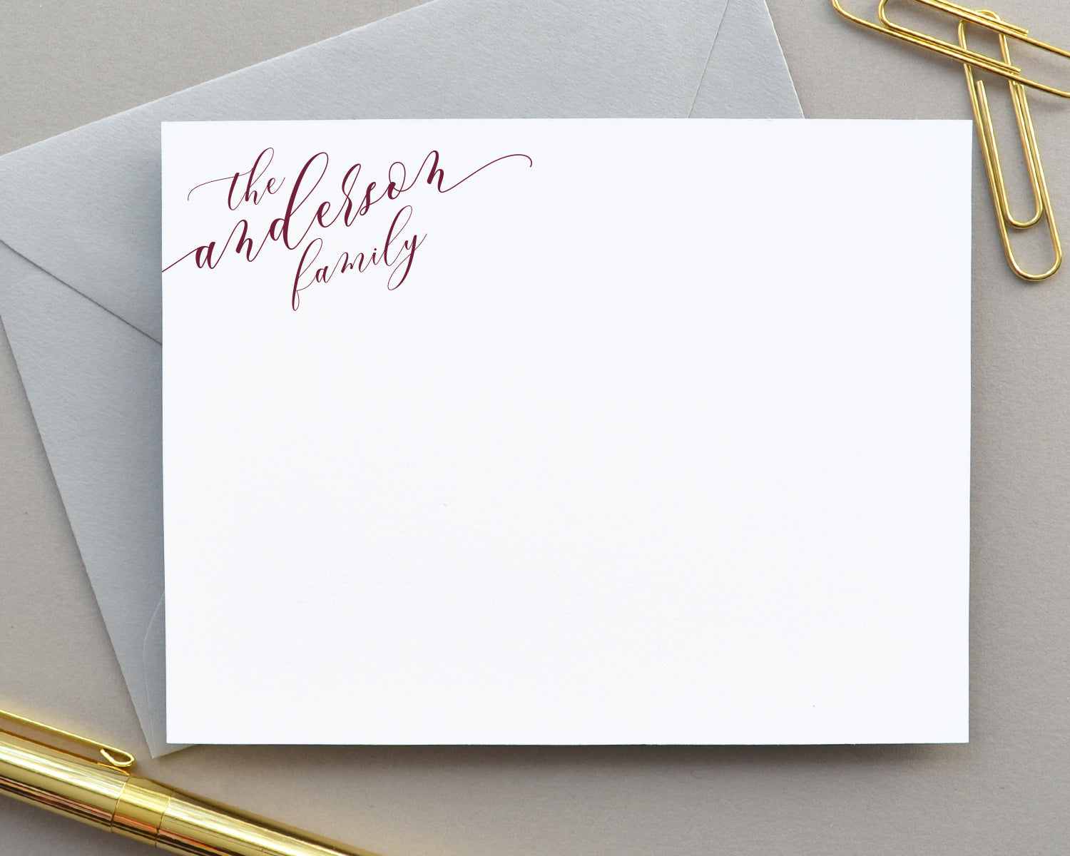 Modern Calligraphy Family Note Cards with Envelopes