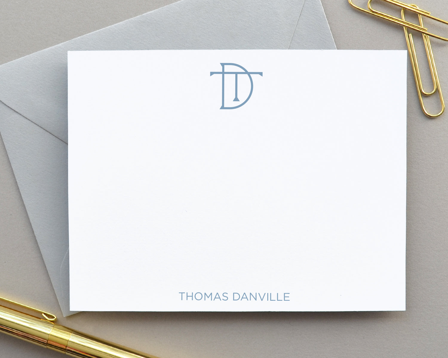 Personalized Monogrammed Stationery for Men, Initial Note Cards