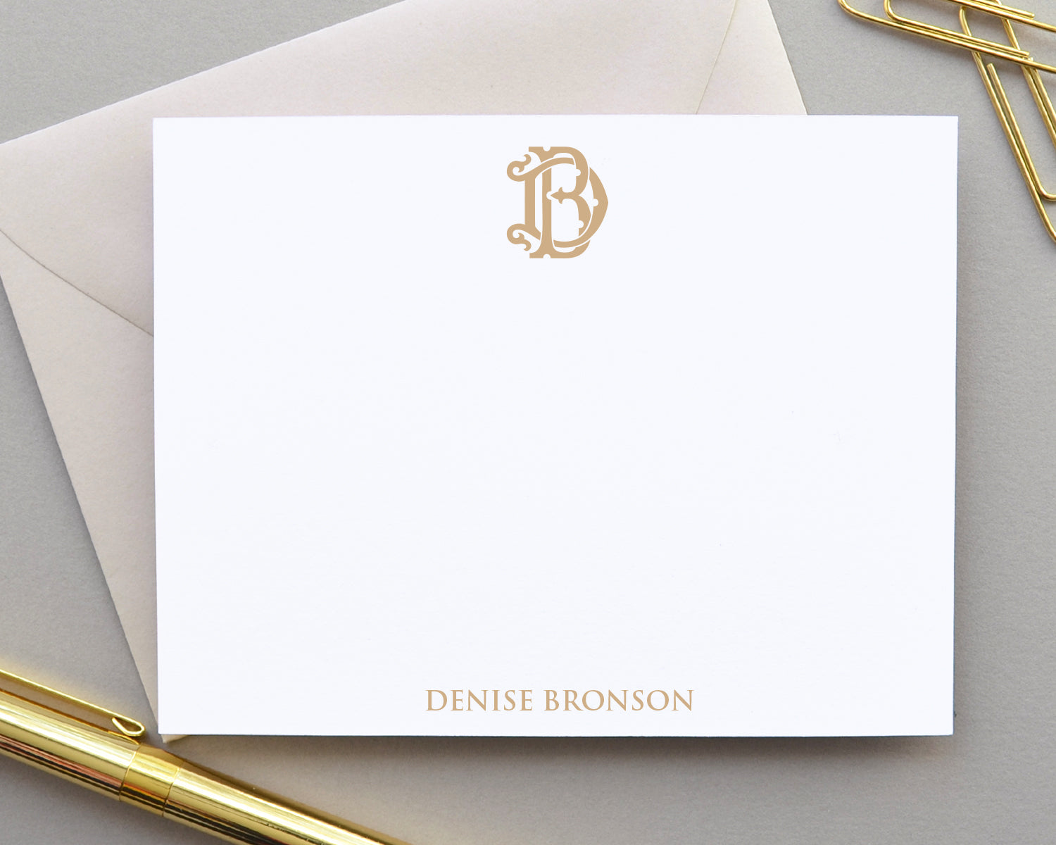 Gold Foil Letter D Personalized Blank Note Cards with Envelopes 4x6,  Initial D Monogrammed Stationery Set (Ivory, 24 Pack)
