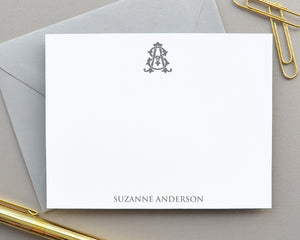 Personalized Monogram Stationery, Initial Note Card Sets