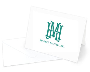 Elegant Monogrammed Folded Note Cards