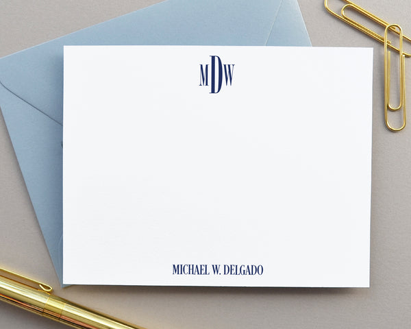 Classic Monogrammed Note Cards for Men - Augusta Joy
