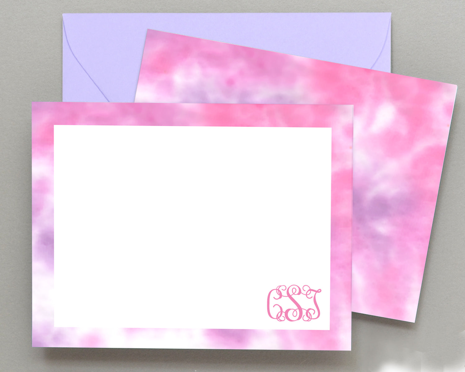 Personalized Purple & Pink Tie Dyed Stationery for Kids