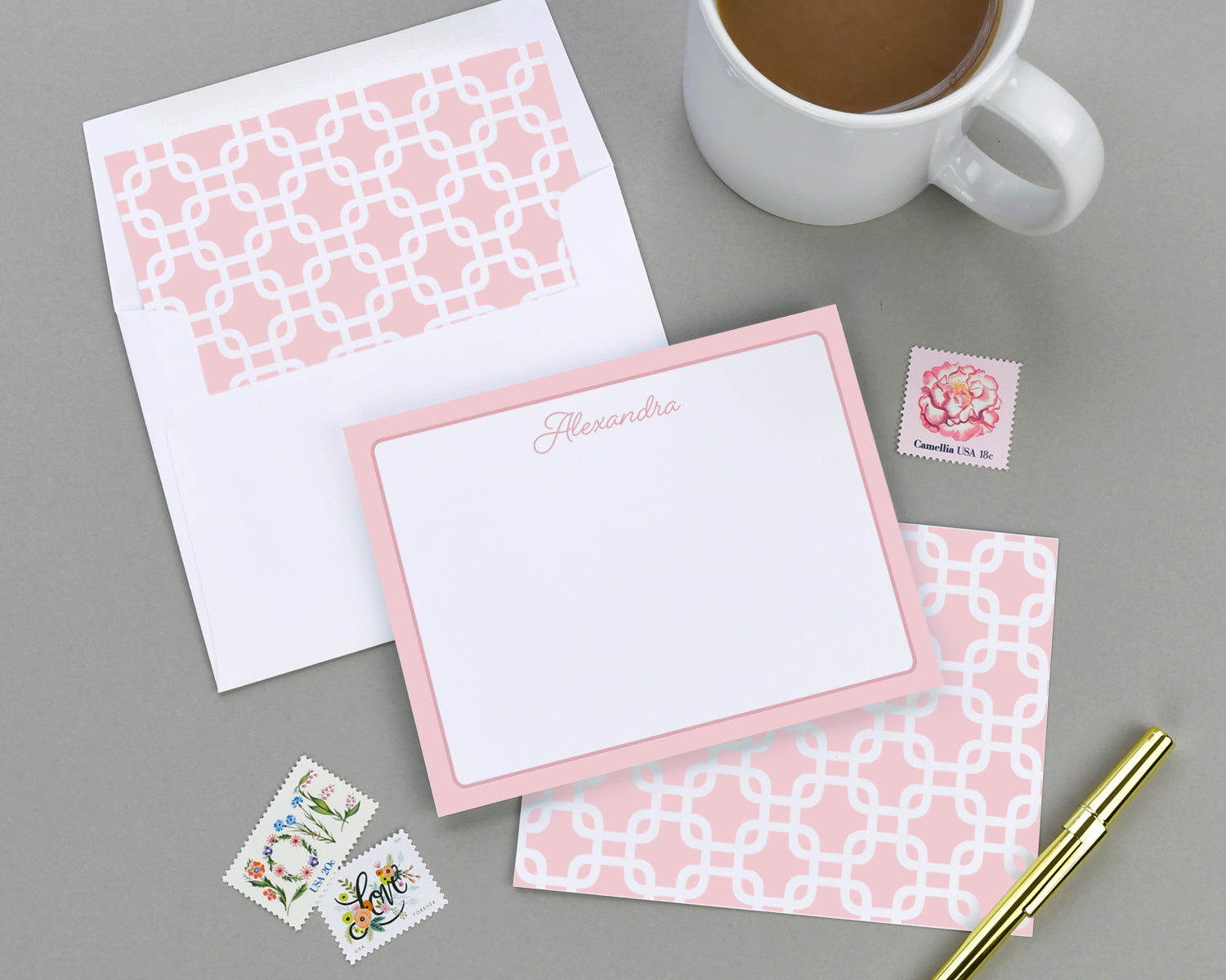 Square Trellis Patterned Note Card Set