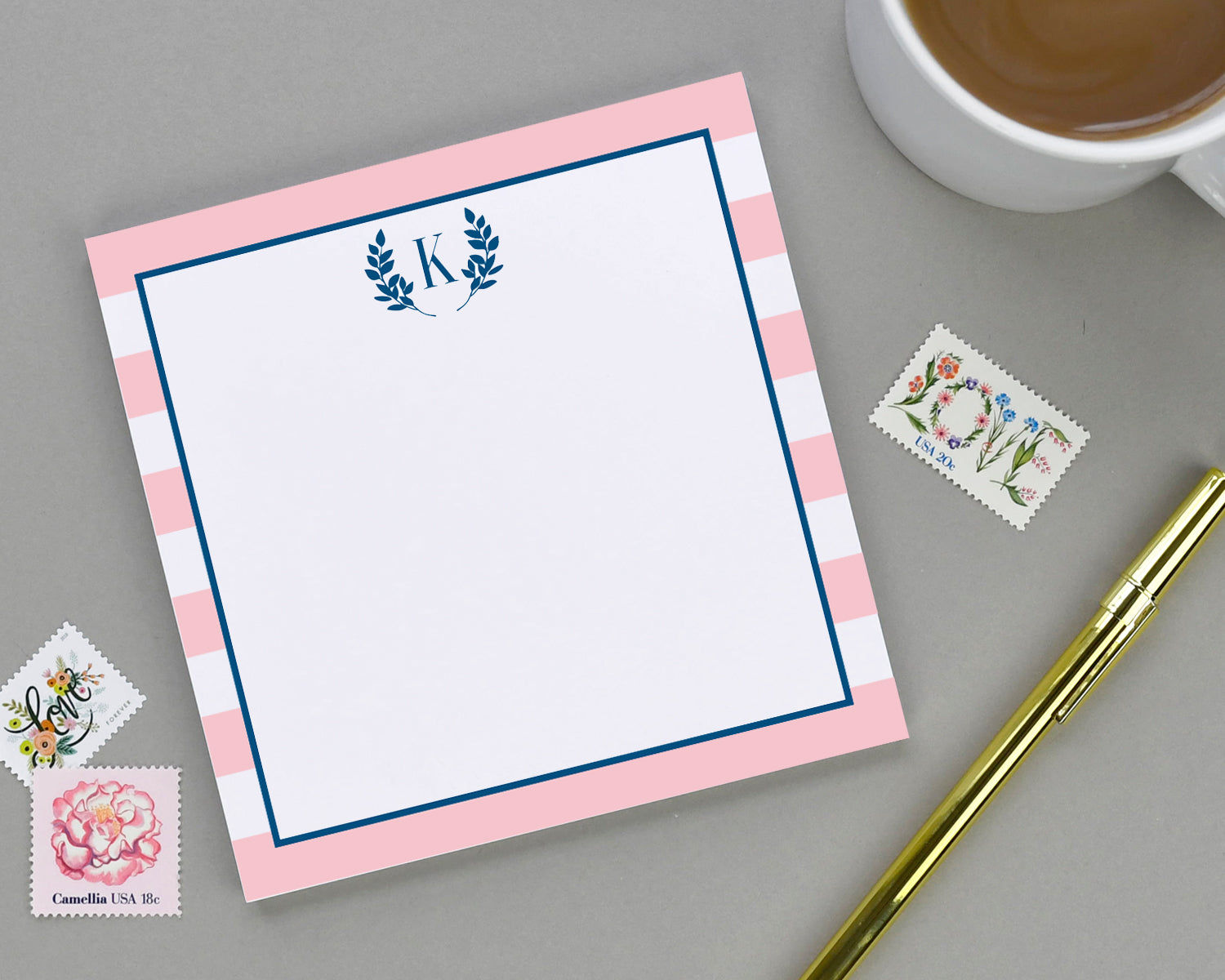 Monogrammed Stripe Notepad