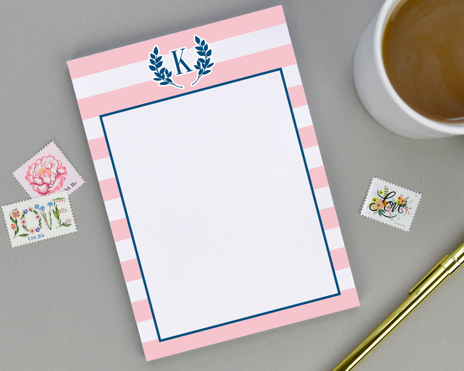 Monogrammed Stripe Notepad