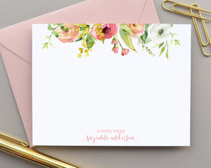 Personalized Watercolor Floral Note Cards