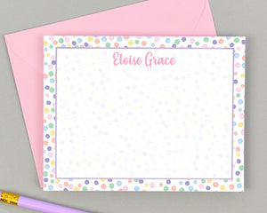 Girls Personalized Rainbow Dot Stationery for Kids