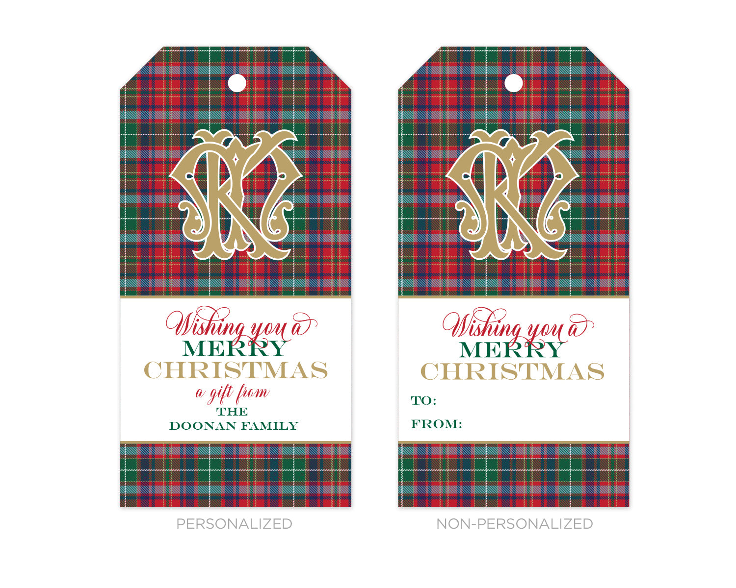 Personalized Tartan Plaid Christmas Gift Tags