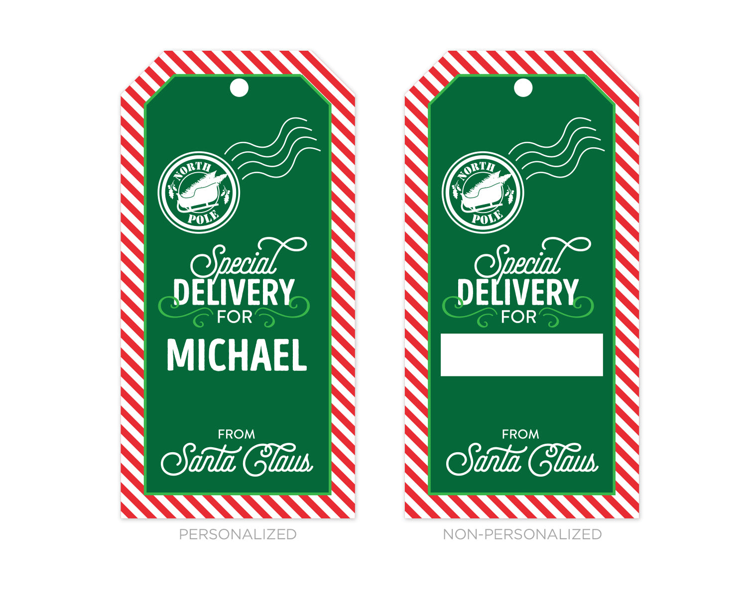 Happy Holidays on a String - Round Personalized Christmas Sticker Labels