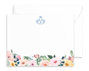 Personalized Monogrammed Watercolor Floral Note Cards
