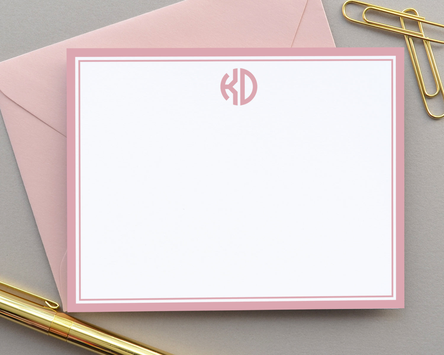 Two Letter Monogrammed Note Cards with Envelopes