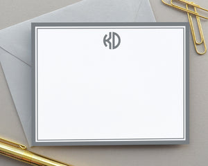 Two Letter Monogrammed Note Cards with Envelopes