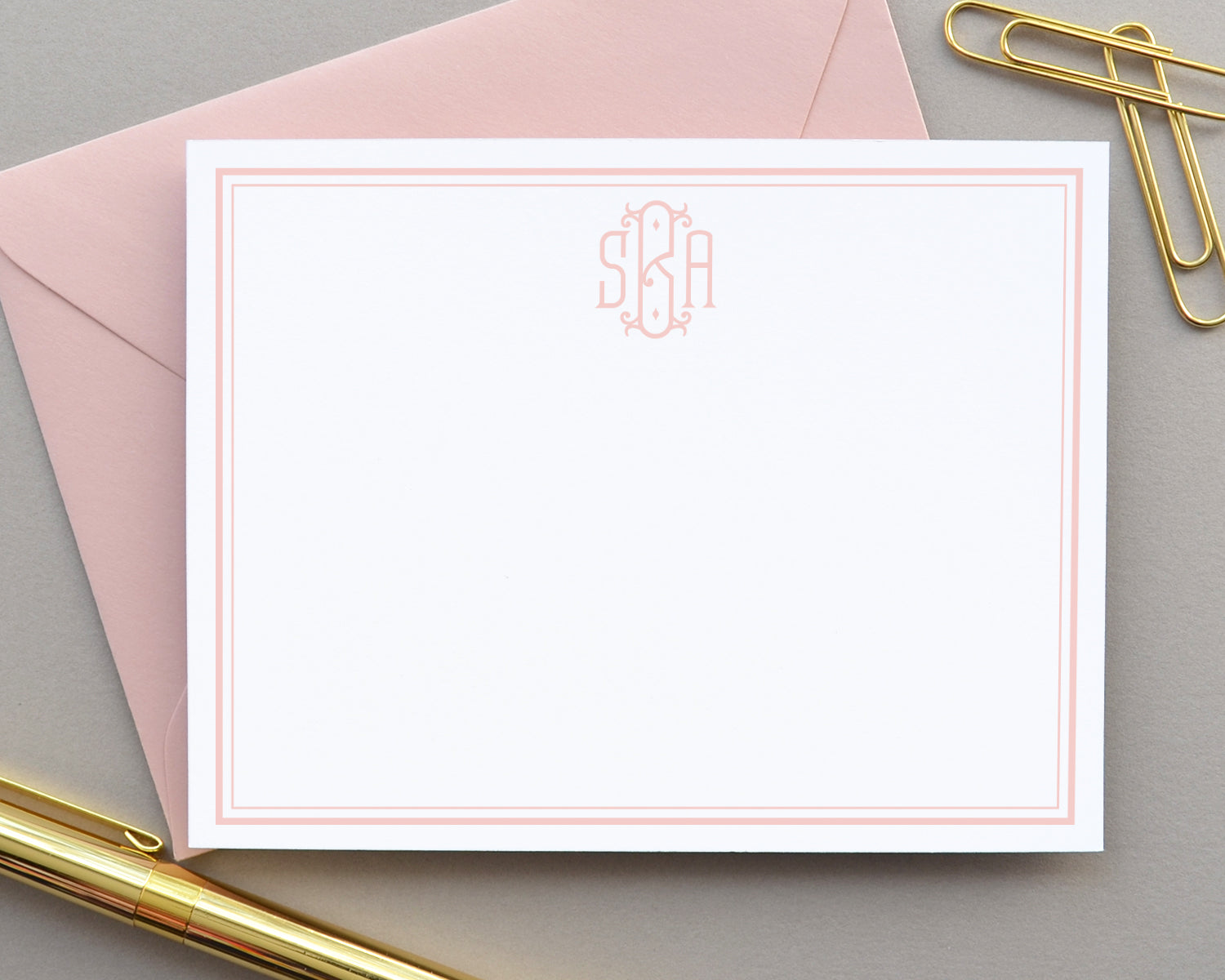 Monogrammed Bordered Note Cards with Envelopes