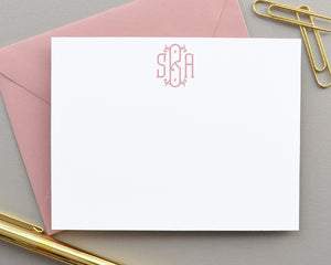 Elegant Monogrammed Note Cards with Envelopes