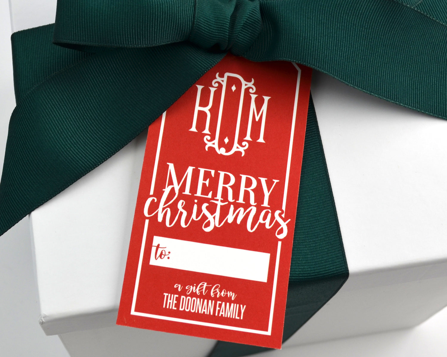 Monogrammed Red Christmas Gift Tags