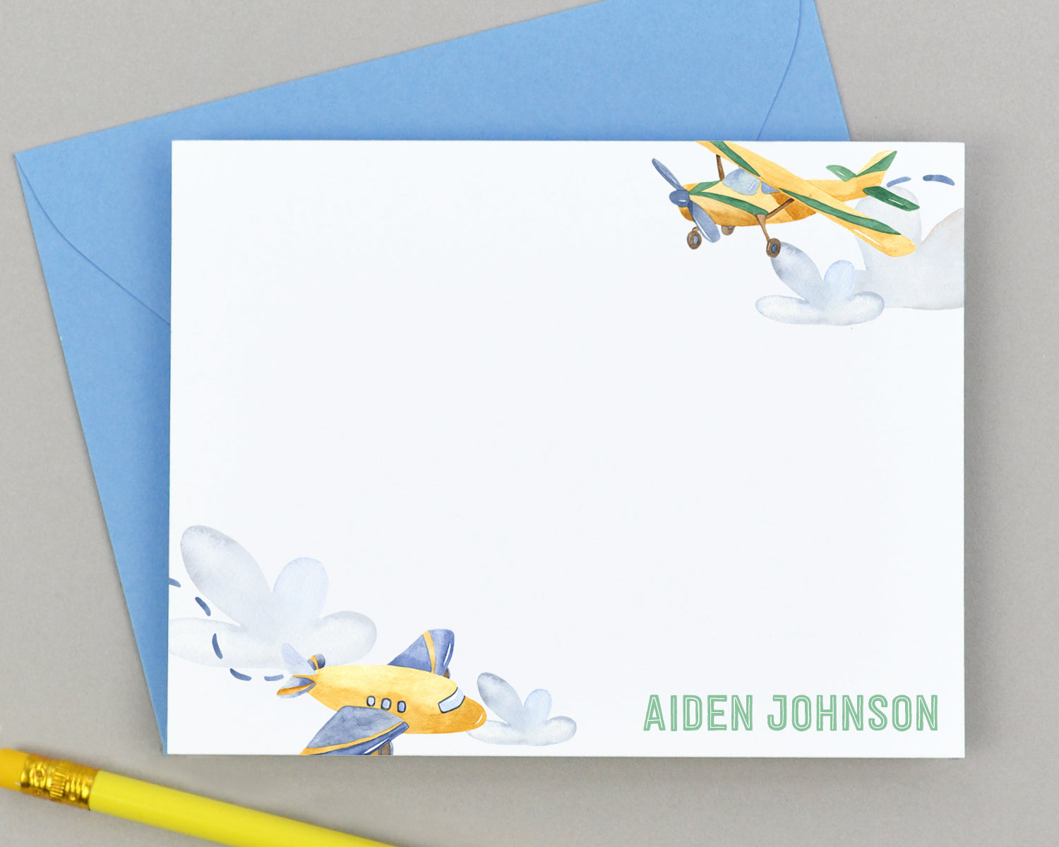 Personalized Airplane Note Cards for Kids