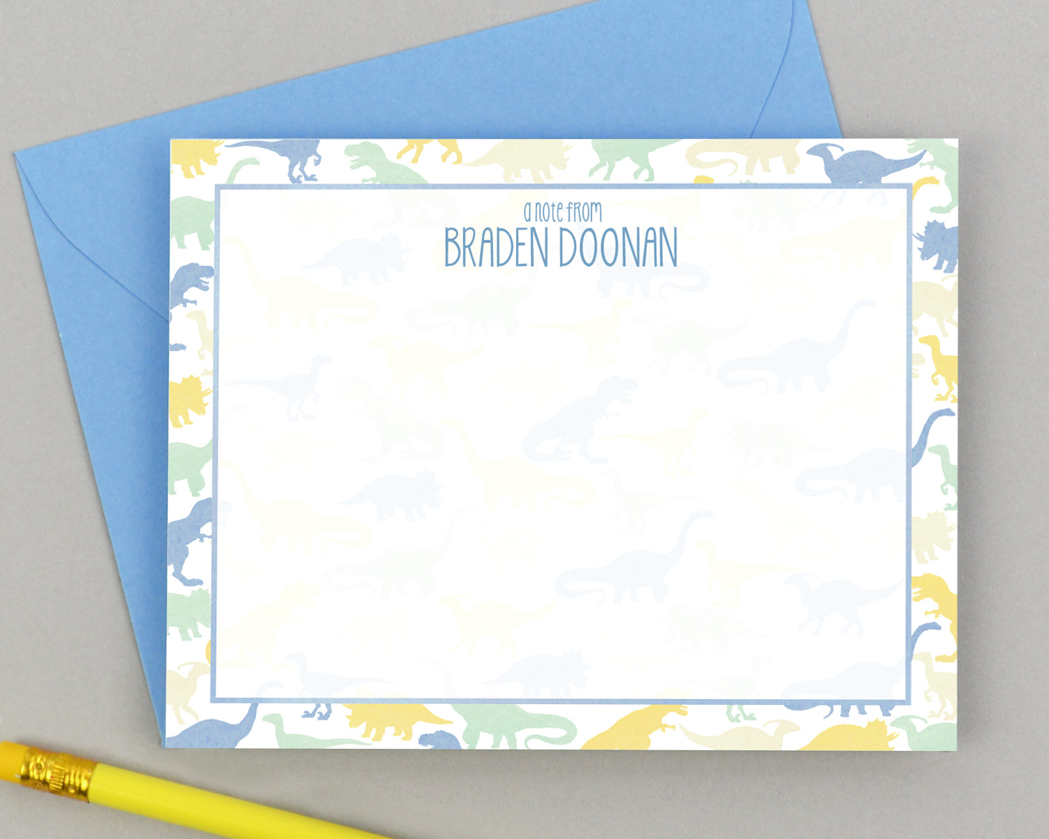 Personalized Dinosaur Note Cards for Kids