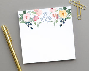 Monogrammed Watercolor Floral Notepad