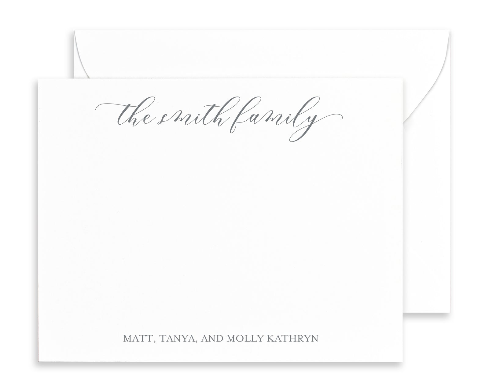 Modern Calligraphy Script Family Note Cards with Envelopes