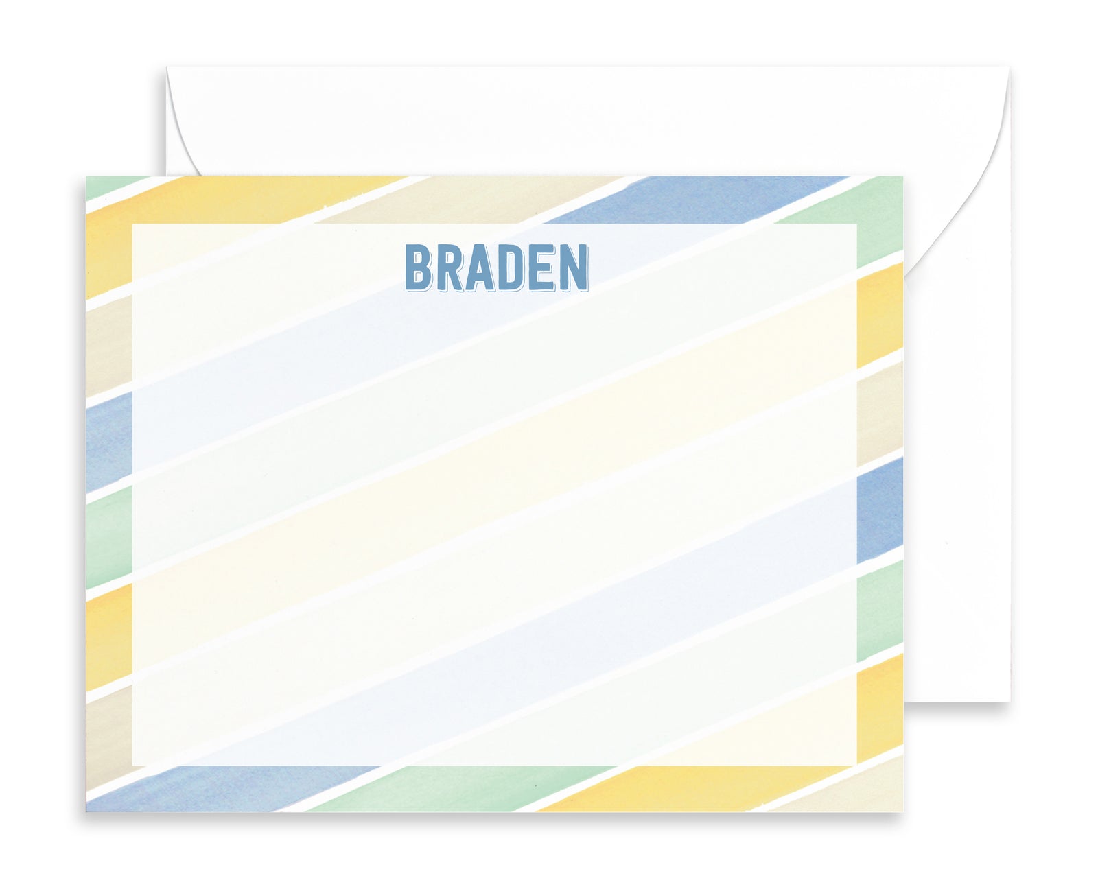 Boys Personalized Rainbow Stripe Stationery for Kids