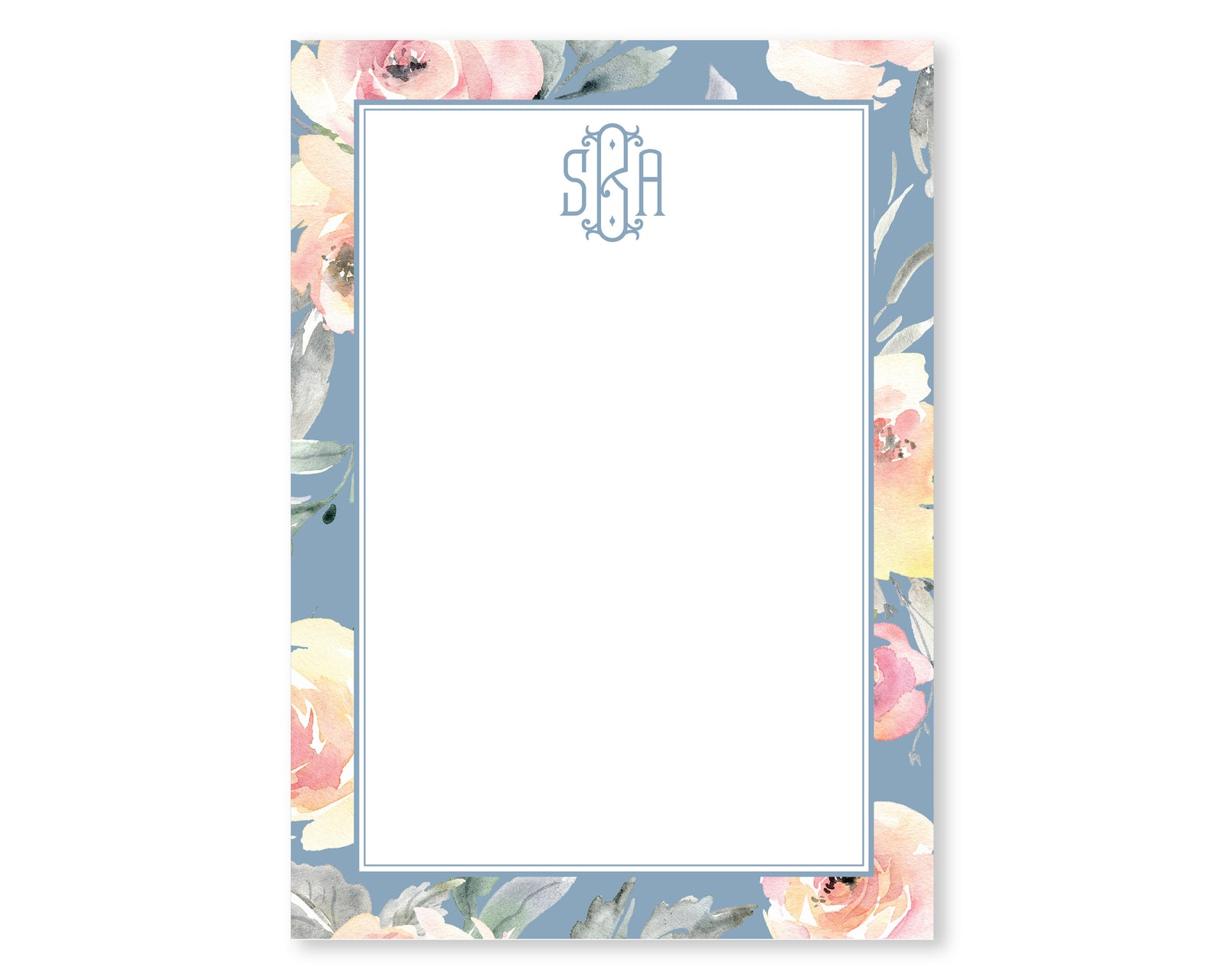 Dusty Blue & Blush Floral Notepad