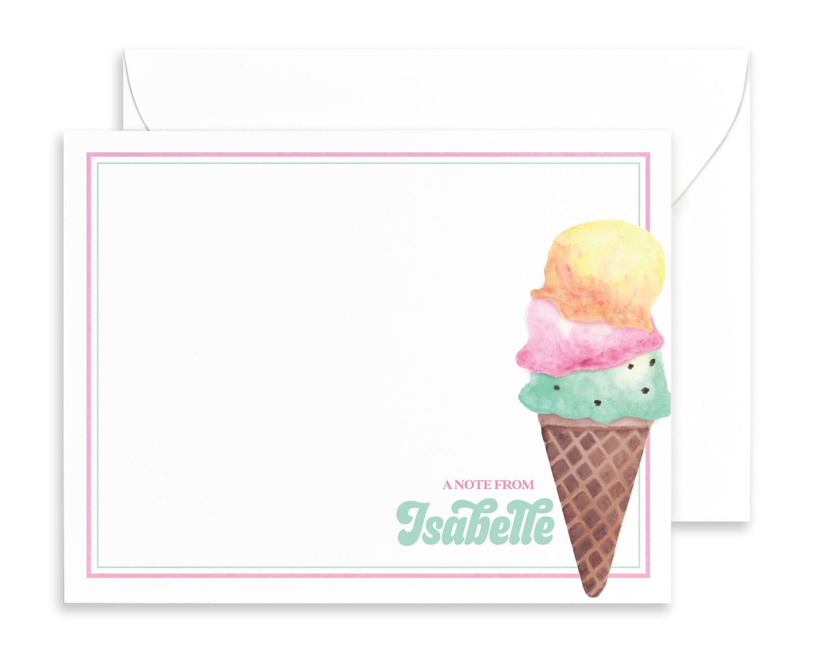 Personalized Ice Cream Cone Stationery for Kids