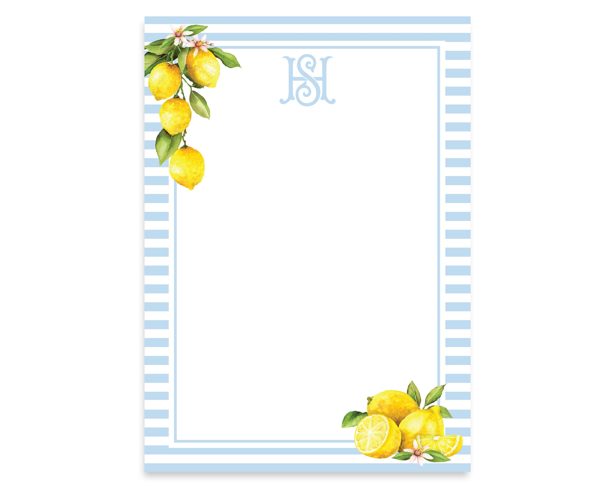 Lemon Watercolor Stripe Notepad