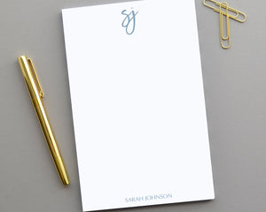 Modern Script Monogrammed Notepad, Personalized Notepad