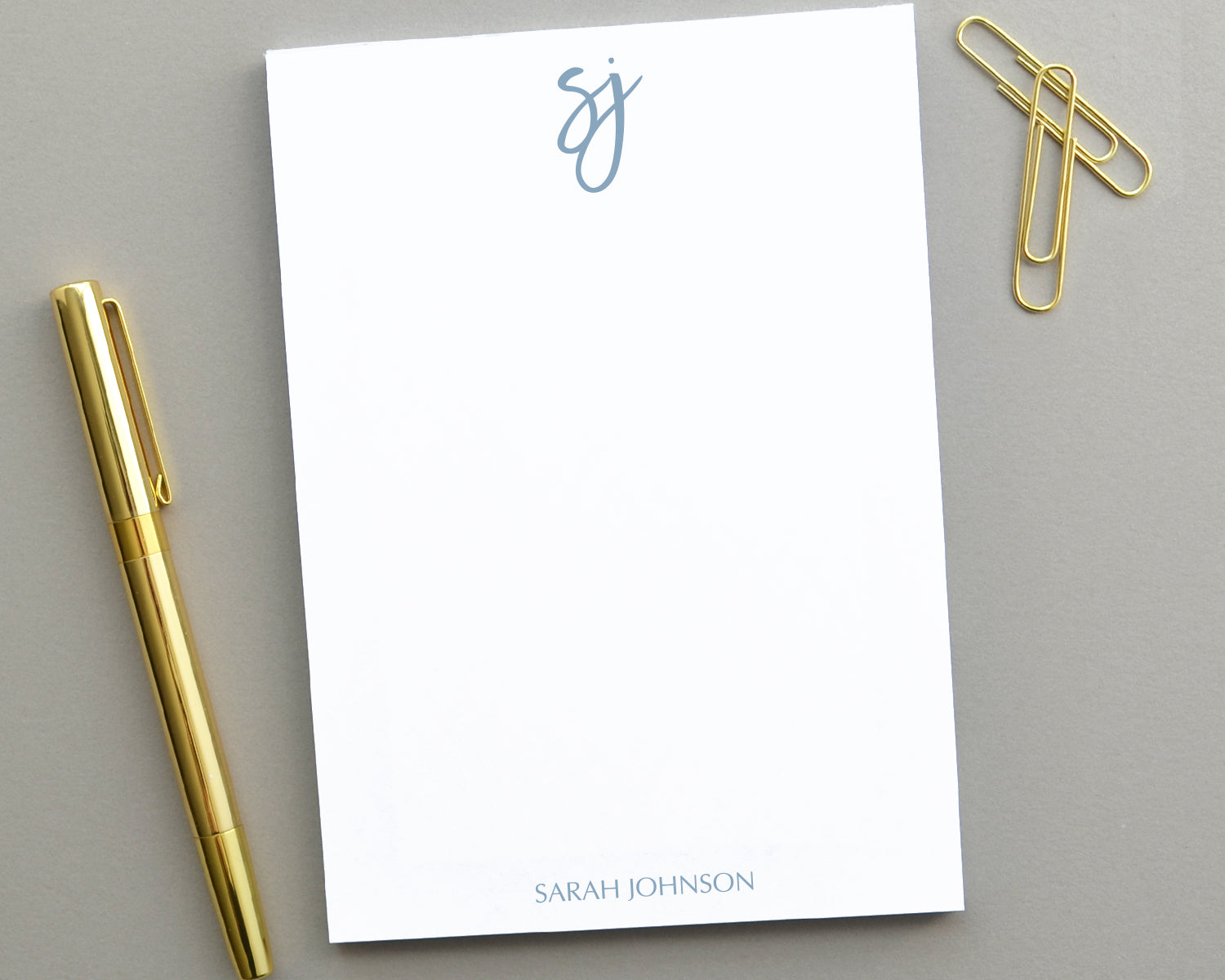 Modern Script Monogrammed Notepad, Personalized Notepad