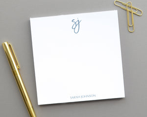 Modern Script Monogrammed Notepad, Personalized Notepad