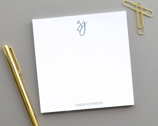 Modern Script Monogrammed Notepad, Personalized Notepad - Augusta Joy