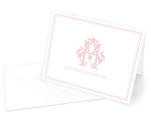 Monogrammed Bordered Folded Note Cards