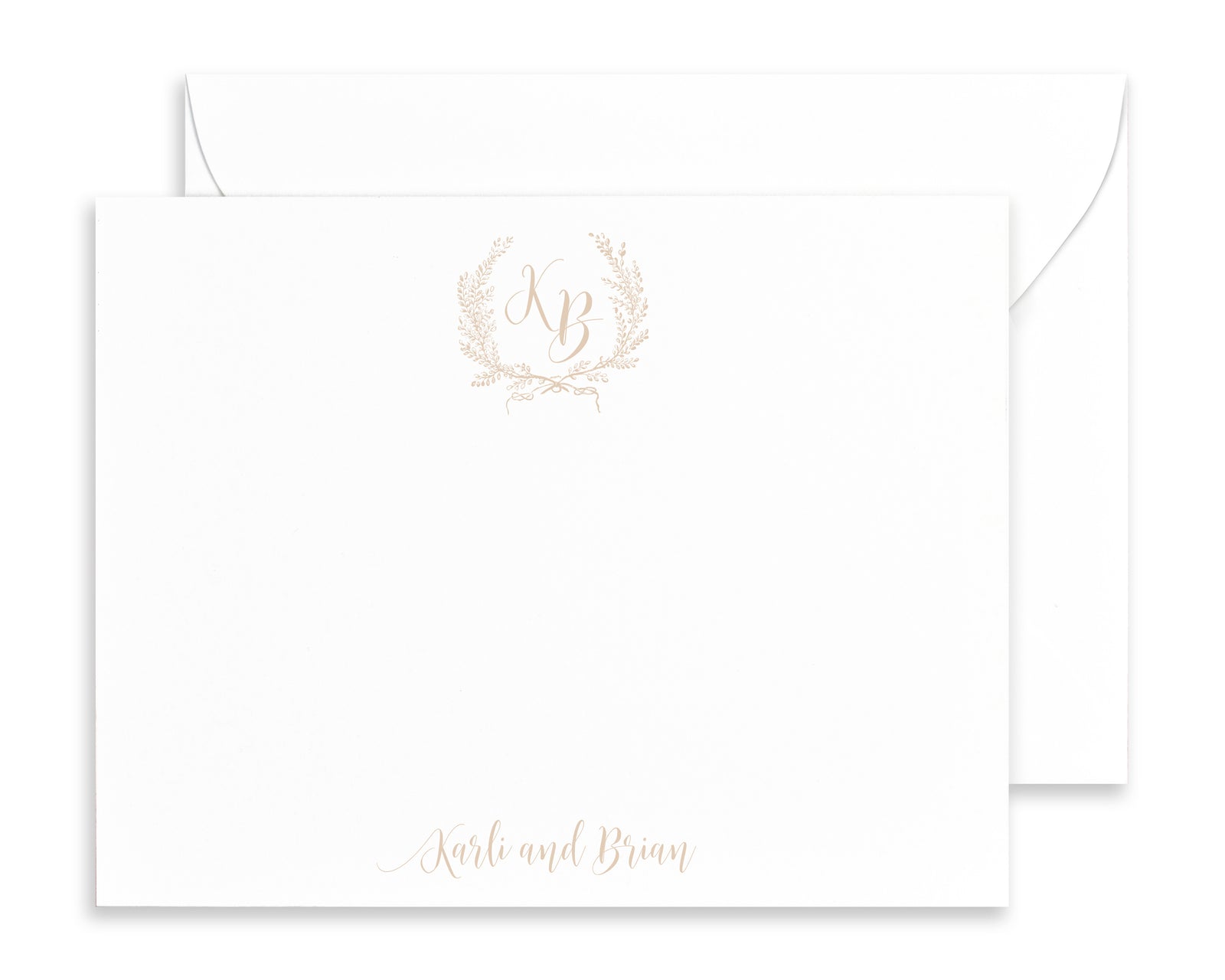 Elegant Laurel Crest Monogram Note Cards