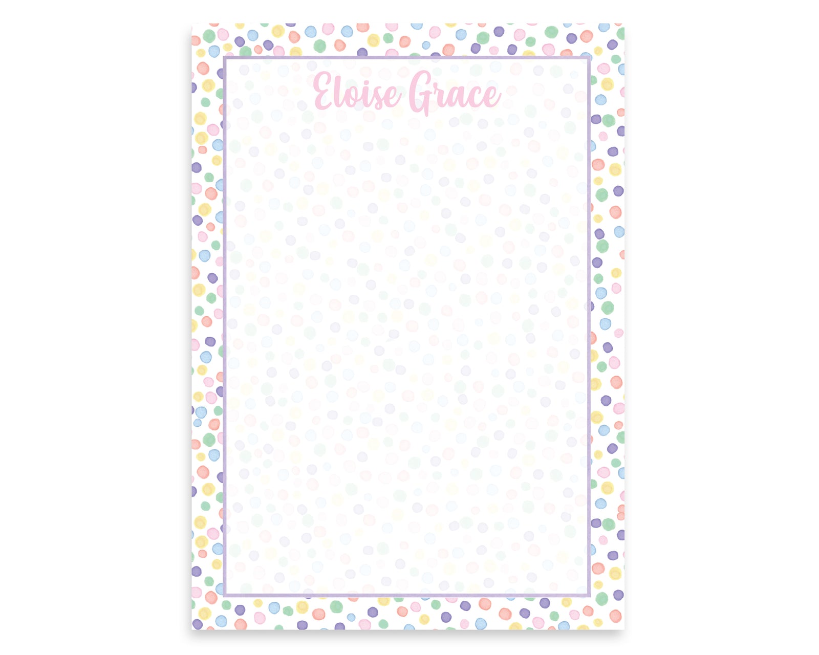 Personalized Kids Multicolor Dot Notepad