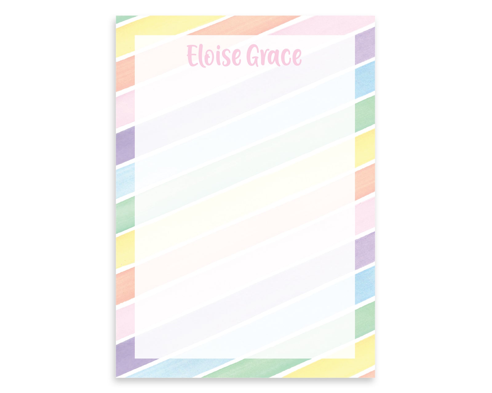 Personalized Kids Watercolor Stripe Notepad