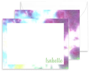 Personalized Purple, Blue & Green Tie Dyed Stationery for Kids