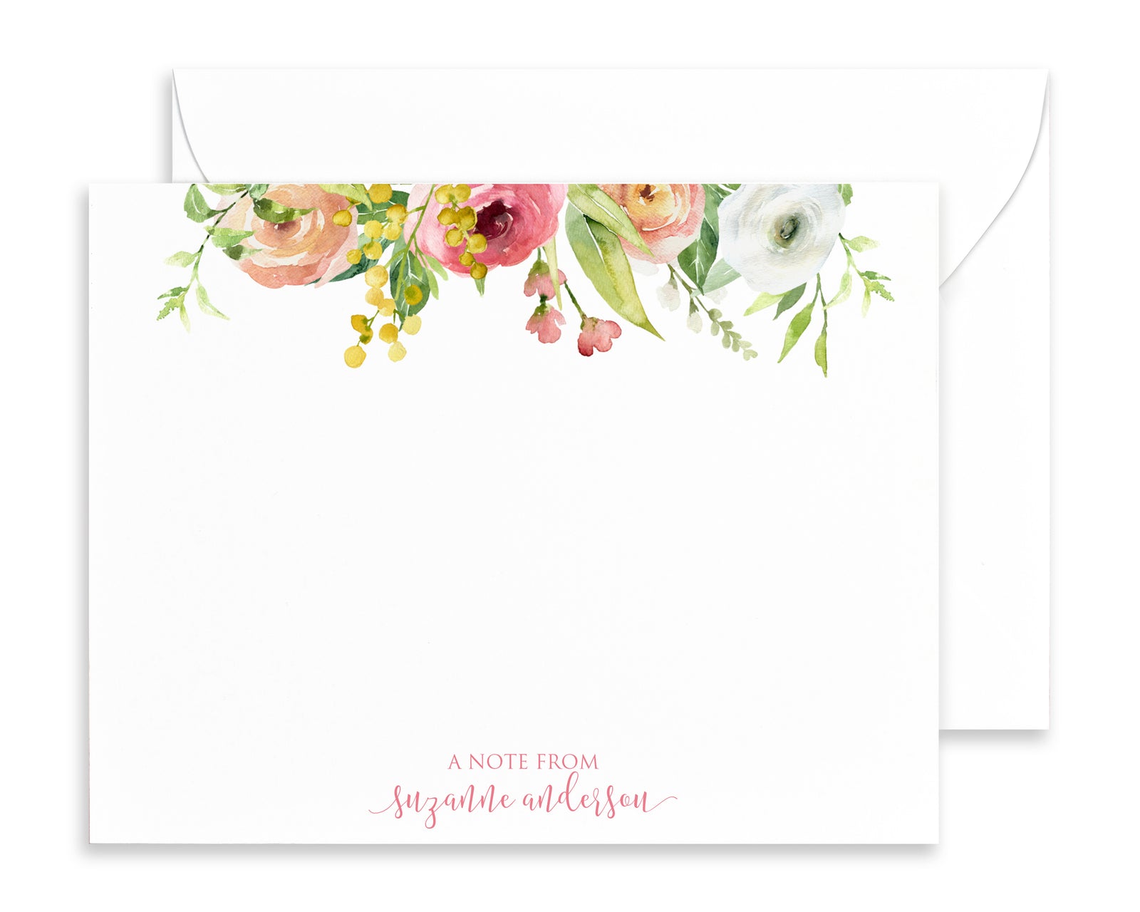 Personalized Watercolor Floral Note Cards
