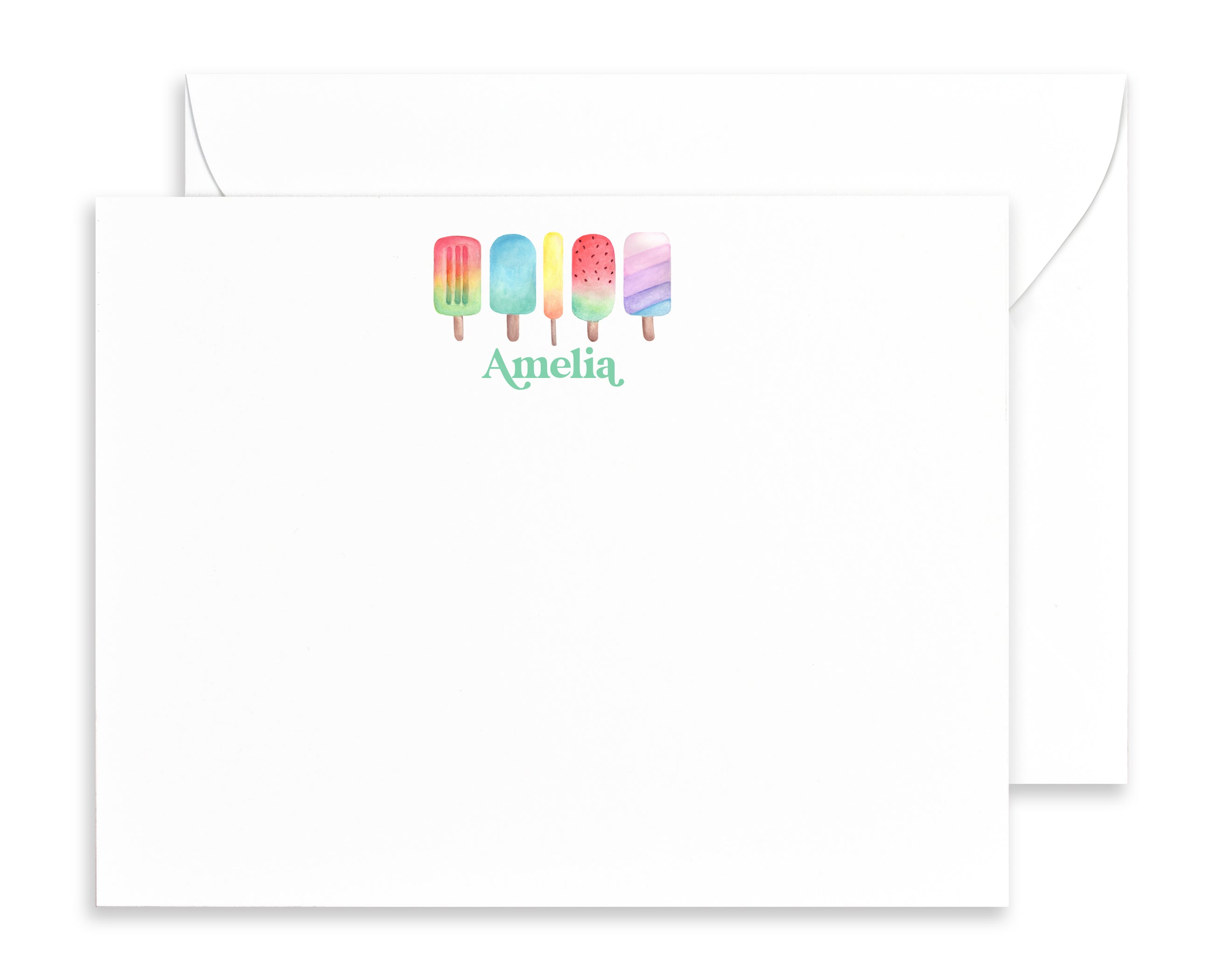  Personalized Ice Cream Stationery Set with Envelopes FLAT NOTE  CARDS, Personalized Ice Cream Stationary Set for Girls, Ice Cream Note  Cards for Girls Stationary Cards, Choice of Colors and Quantity 