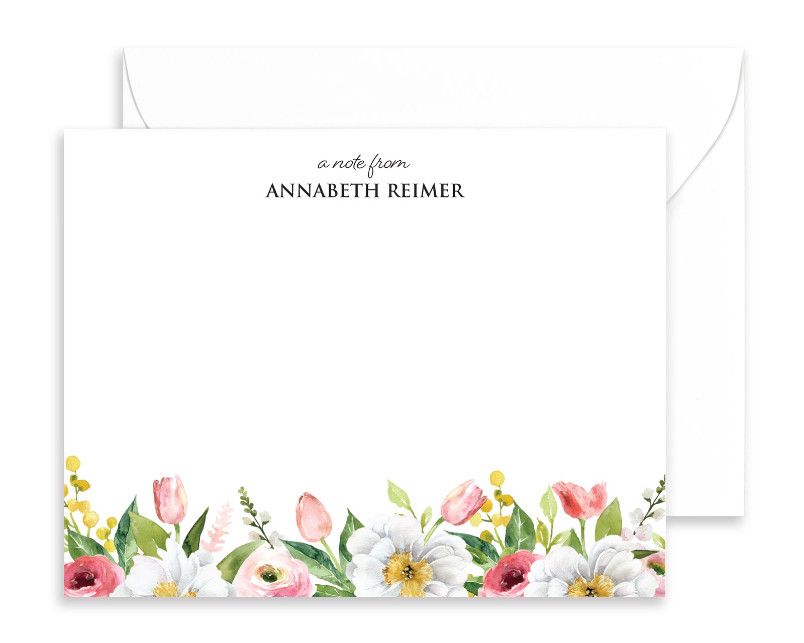 Personalized Spring Watercolor Floral Note Cards