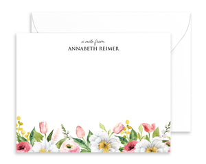 Personalized Spring Watercolor Floral Note Cards