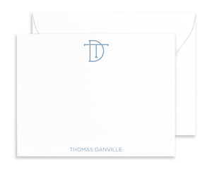 Personalized Monogrammmed Stationery for Men, Initial Note Cards