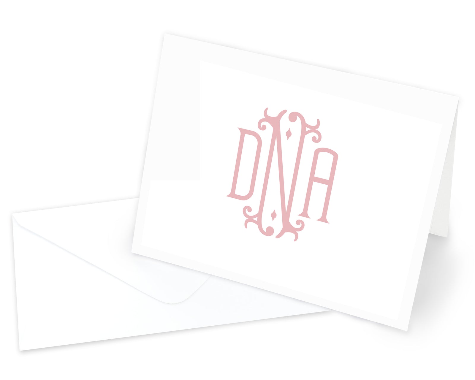 Elegant Monogrammed Folded Note Cards with Envelopes