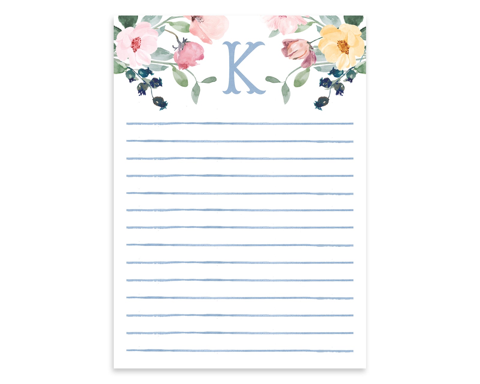Monogrammed Watercolor Floral Notepad